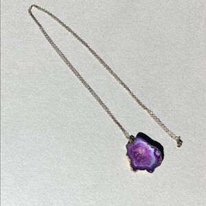 Amethyst Slice Pendant Necklace
